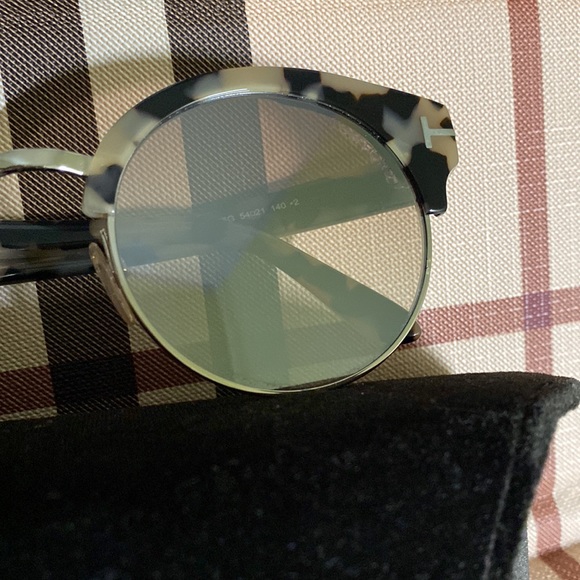 Tom Ford Oversized Tortoise Gold Hardware Logo Frames Pinkish Slightly Mirrored main image 12